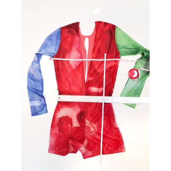 Red Tye Dye 'Orchid' Mesh Cutout Bodysuit 💋 GOI BARCELONA - Picture 6 of 9